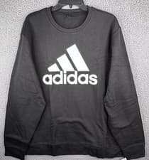 Image of NEW Adidas Golf Fleece Sweatshirt Mens XL Crew Neck Black White Logo Big Logo