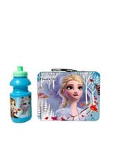 Image of KIDS Disney Frozen Snack Lunch Tin Box 7.5" x 6" and Plastic Water Bottle - NEW