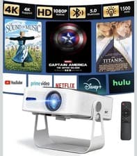 Image of Smart Projector Full HD 4K Supported, 1000 ANSI Lumens 1080P Portable Auto Focus