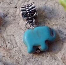 Image of Lucky Turquoise Elephant Silver Bead Large Hole fits European Charm Bracelet