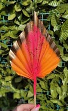 Image of Armerah Glittery Orange Pink Palm Spear Dried Flower Arrangement Cake Toppers