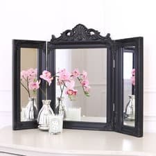 Image of 55x74cm Ella Black Triple Dressing Table Bedroom Make Up Vanity Mirror