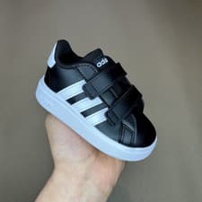 Image of Adidas Grand Court 2.0 CF Infant Trainers black white Uk 3k Brand New✅ GW6523
