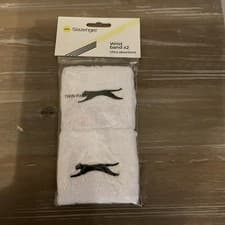 Image of Slazenger Twin Pack Wrist bands Sweat band White Tennis Gym Badminton Sports