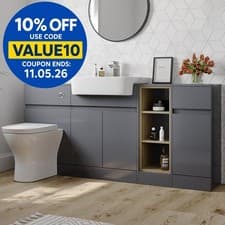 Image of Affine Bathroom Toilet WC Vanity Unit Basin Sink Combination Grey Gloss 1720mm