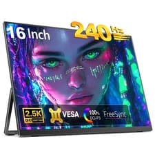 Image of 16 Inch 2K QHD 240Hz Portable Gaming Monitor Screen Display with Stand & VESA