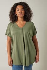 Image of EVANS Plus Size Pleat Front Jersey Top