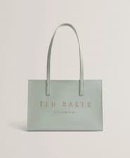 Image of TED BAKER - Crinkled Elongated Icon Tote Bag - GREY - Medium Size
