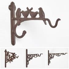 Image of Cast Iron Hanging Basket Bracket Outdoor Garden Flower Hanger Hook