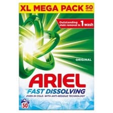Image of Ariel Original Fast Dissolving Washing Powder 50 Washes 3kg