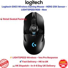Image of Logitech G903 Wireless Gaming Mouse with HERO 25K Sensor and RGB LIGHTSPEED -New