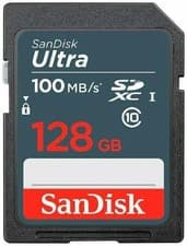 Image of SanDisk 128GB Ultra SDXC card up to 100 MB/s speed UHS-I Class 10 U1 memory card