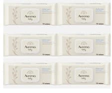 Image of 6 X Aveeno Baby Daily Care Wipes Sensitive Skin Cleanse Gently &Efficiently