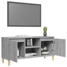 Image of  Concrete Grey TV Unit Wooden TV Stand Shelves Storage Cabinet Unit NEW UK