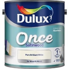 Image of Dulux Once Pure Brilliant White Paint Wood & Metal Satinwood 750ML