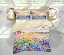 Image of 3D Watercolor Flowers KER1125 Bed Pillowcases Quilt Duvet Cover Double Luna