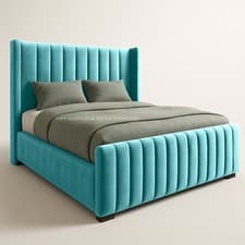 Image of Ottoman Bed Winged Panel Plush Velvet Divan Storage Double Bed & King Size Bed