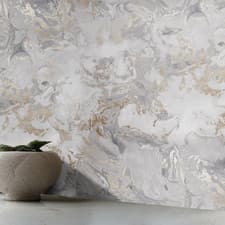Image of Liquid Marble Swirl Ripple Effect Metallic Shimmer Shiny Wallpaper Grey Gold