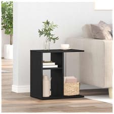 Image of Side Table Black Oak 50x30x50cm Engineered Wood Minimalist Modern Accent Sturdy