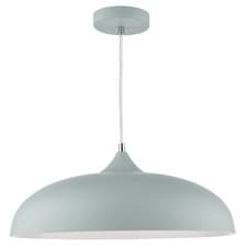 Image of Matt Soft Grey Metal Vintage Shallow Curved Dome Pendant Ceiling Light 45cm