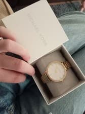 Image of Michael Kors Pyper Three Hand White Dial Golden Stainless Steel Bracelet Watch