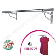 Image of Garment clothes rail wall mounted hanging rail display 3Ft 4ft 5ft 6ft Tubing