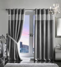 Image of DIAMANTE THERMAL BLACKOUT PAIR CURTAINS READY MADE EYELET RING TOP FULLY LINED