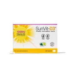 Image of Vitamin D3 Tablets 1,000IU 28 Daily Supplement, Vegetarian approved