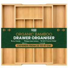Image of Cutlery Drawer Organiser Tray Storage Holder Bamboo Extendable Store Compartment