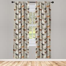 Image of Horses Curtains 2 Panel Set Stallion Galloping Motif