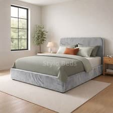 Image of Luxury Plush Velvet Bed Frame Tall Panel Headboard Modern Bedroom Super King UK