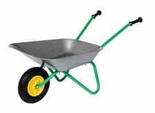 Image of Kids Metal Wheelbarrow – Green/Grey – Pneumatic Tyre, Durable Steel Frame 50kg