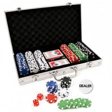 Image of 300 Piece Poker Set with Aluminium Carry Case | Casino Chips Cards Dice | Texas