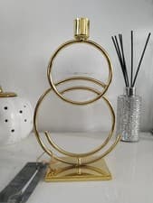 Image of Brand New In Box Gold Metal Candle Holder
