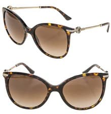 Image of BVLGARI COIN Brown Havana Gold Jewel Strass Logo Cat Sunglasses BV8201B 8201