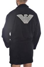 Image of EMPORIO ARMANI Black Signature Logo Robe Dressing Gown Size S/M BNWT