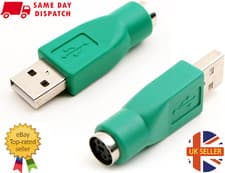 Image of PS2 PS/2 FEMALE TO USB MALE ADAPTOR CONVERTER ADAPTER PC LAPTOP MOUSE KEYBOARD