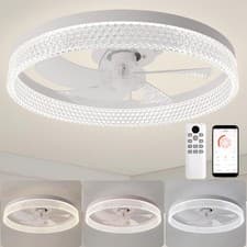 Image of ZYDTRIP 19.7" Ceiling Fan with LED Light, 6-Speed, Dimmable, Remote & App