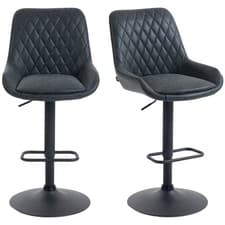 Image of HOMCOM PU Leather Padded Bar Stools Set of 2 with Metal Base Black
