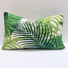 Image of SANDERSON ‘MANILA’ GREEN/IVORY LINEN BLEND FABRIC CUSHION COVER 12" X 20"