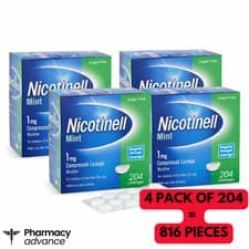 Image of Nicotinell Mint 1mg Lozenge FOUR PACKS sugar free 816 TOTAL pieces UK PHARMACY