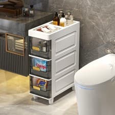 Image of Free Standing Slim Bathroom Storage Cabinet 3 Drawers Kitchen Storage Unit
