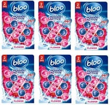 Image of 6x Bloo Power Active Toilet Rim Block, Fresh Flowers, 2 x 50g Twin Pack