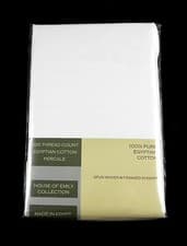 Image of Egyptian Cotton Pillowcases Pair Set of 2 White 400 TC Percale Standard Size