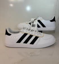Image of Adidas Breaknet Sleek J White Black Leather Unisex Kids Trainers UK 5.5 New