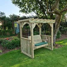 Image of Churnet Valley 2 Seater Garden Swing Wooden Patio Seat Outdoor Bench Ophelia New
