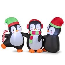 Image of Christmas Inflatable Penguins Family with LED Lights 96cm for Indoor Outdoor