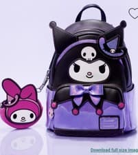 Image of Loungefly Sanrio Kuromi Witch Cosplay Mini Backpack & My Melody Coin Bag NYCC
