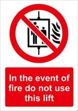 Image of IN THE EVENT OF FIRE DO NOT USE LIFT sign or sticker stairs building emergency