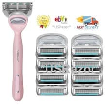 Image of 9 Gillette Fusion Razor Blades 8 Refills Pink Shaver Handle 5 Blades Cartridge